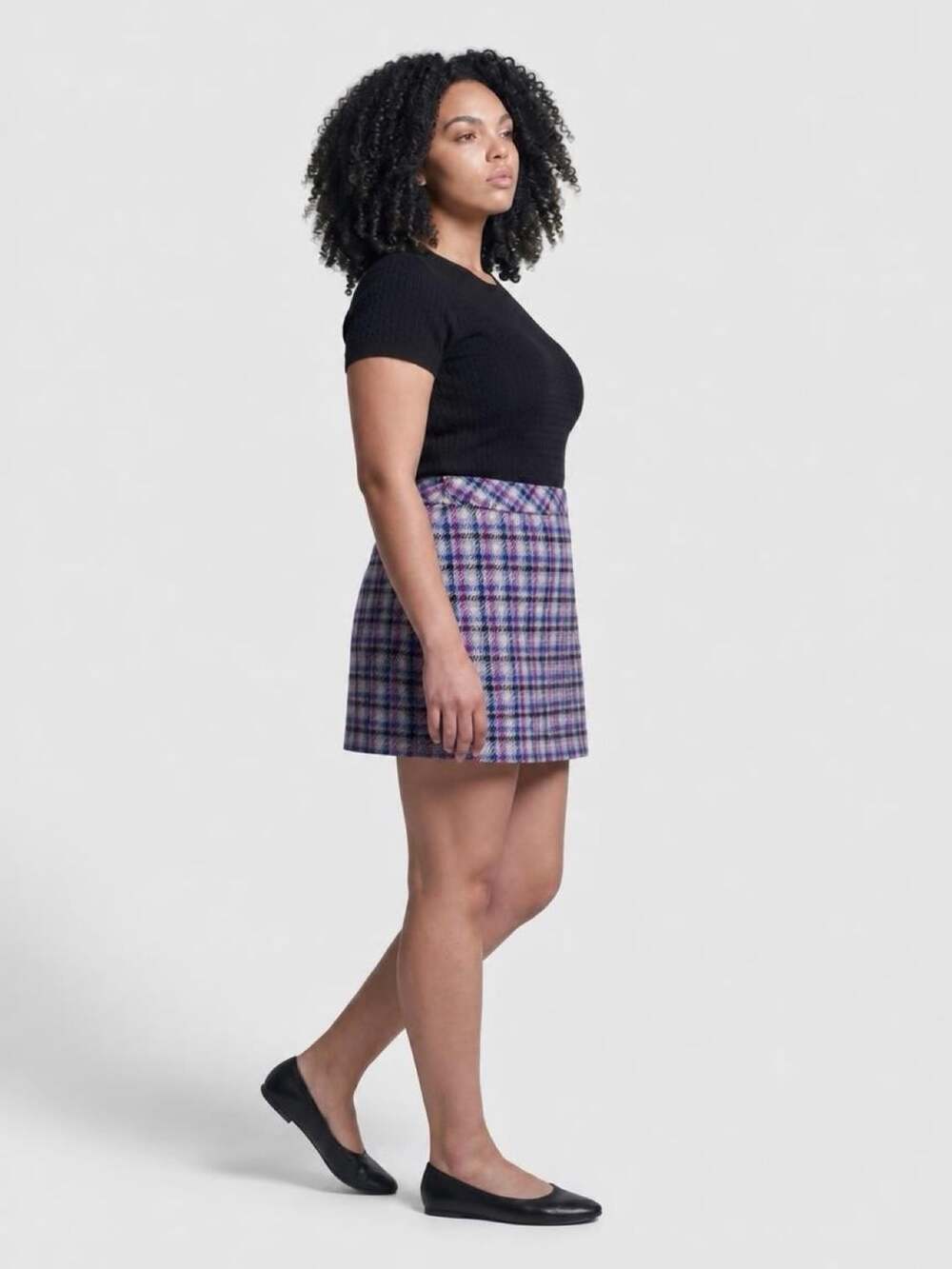 Talbots Plaid Pencil Skirt Purple Blue Wool Blend